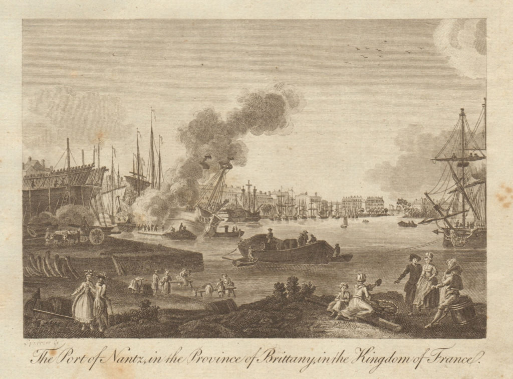 The port of Nantz, Brittany. Nantes. Loire-Atlantique. BANKES 1789 old print