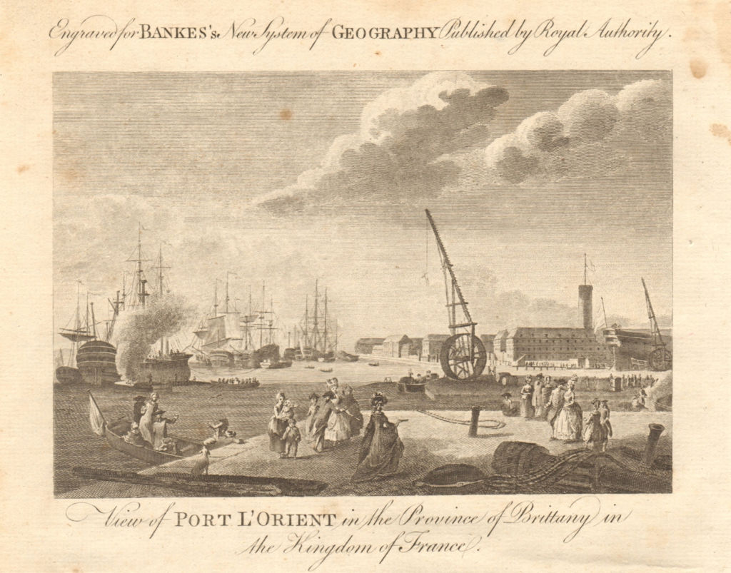 View of Port L'Orient, Brittany. Lorient, Morbihan. BANKES 1789 old print