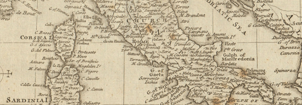 An accurate map of Italy from the latest improvements… By Thomas BOWEN 1789