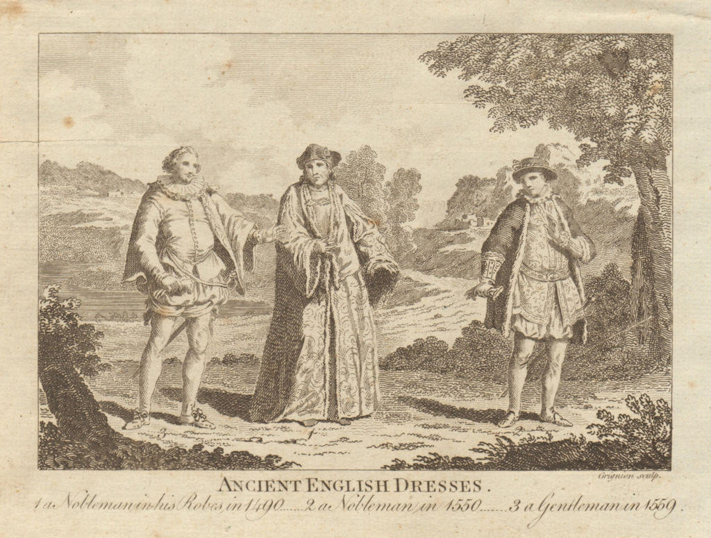 Associate Product Old English dress. Nobleman in 1490 & 1550. Gentleman 1559. England. BANKES 1789