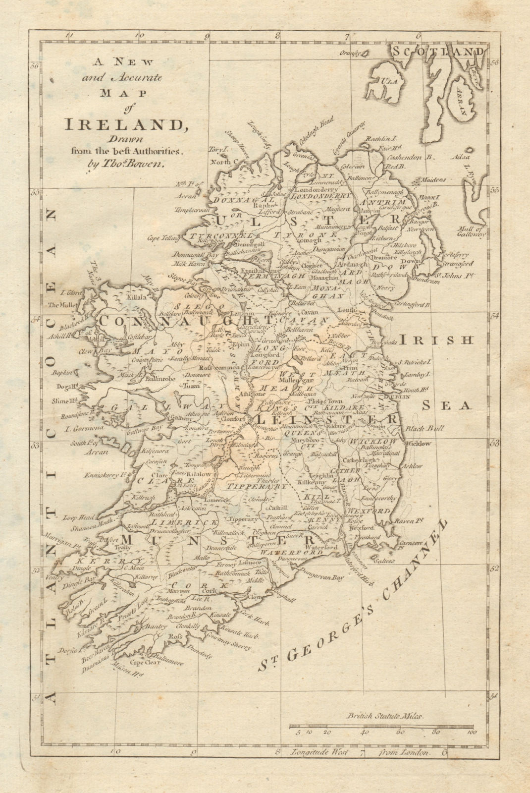 A new and accurate map of Ireland drawn from best authorities. BOWEN 1789