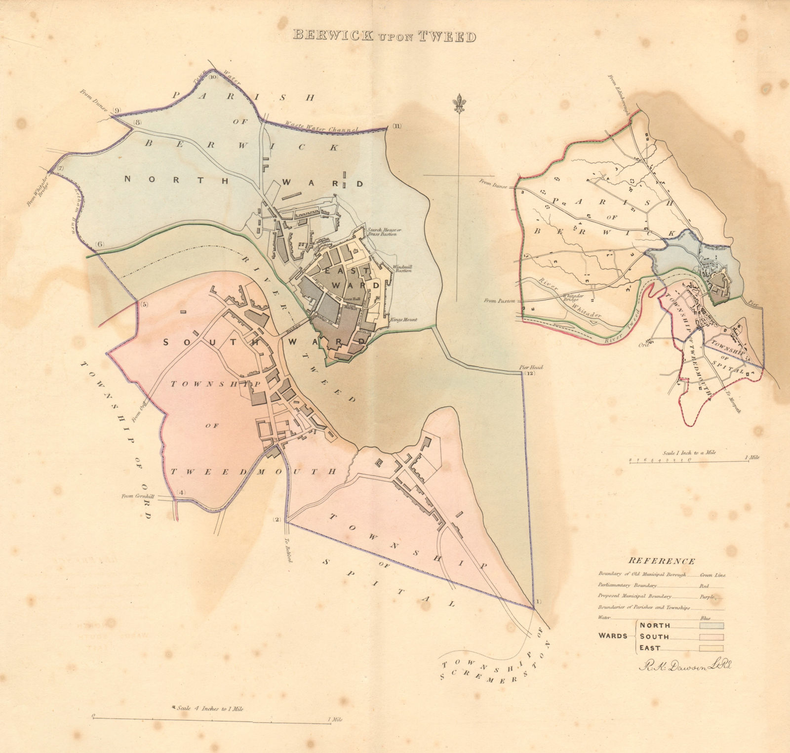 Associate Product BERWICK UPON TWEED borough/town plan BOUNDARY REVIEW. Northumbs. DAWSON 1837 map