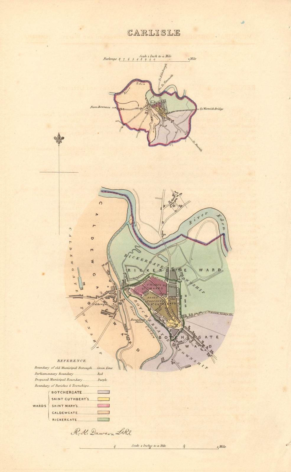 Associate Product CARLISLE borough/town plan. BOUNDARY REVIEW. Cumbria. DAWSON 1837 old map