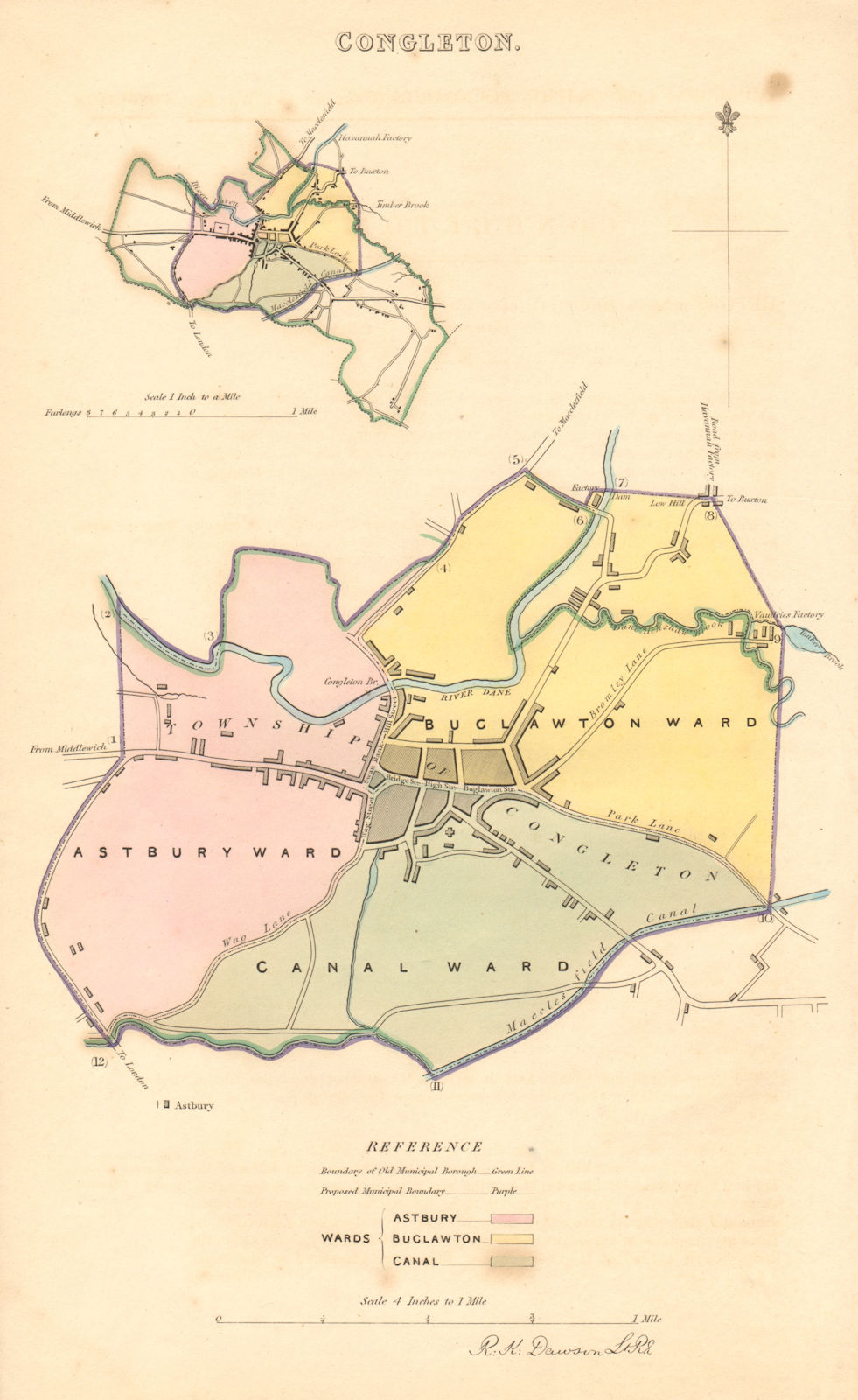 Associate Product CONGLETON borough/town plan. BOUNDARY REVIEW. Cheshire. DAWSON 1837 old map