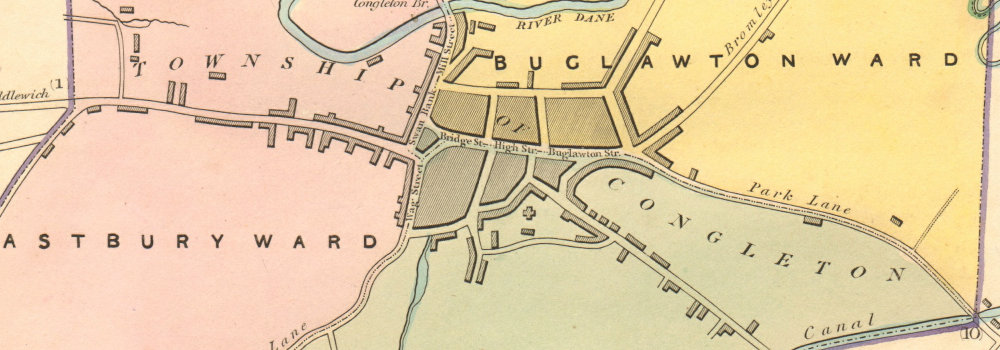 CONGLETON borough/town plan. BOUNDARY REVIEW. Cheshire. DAWSON 1837 old map