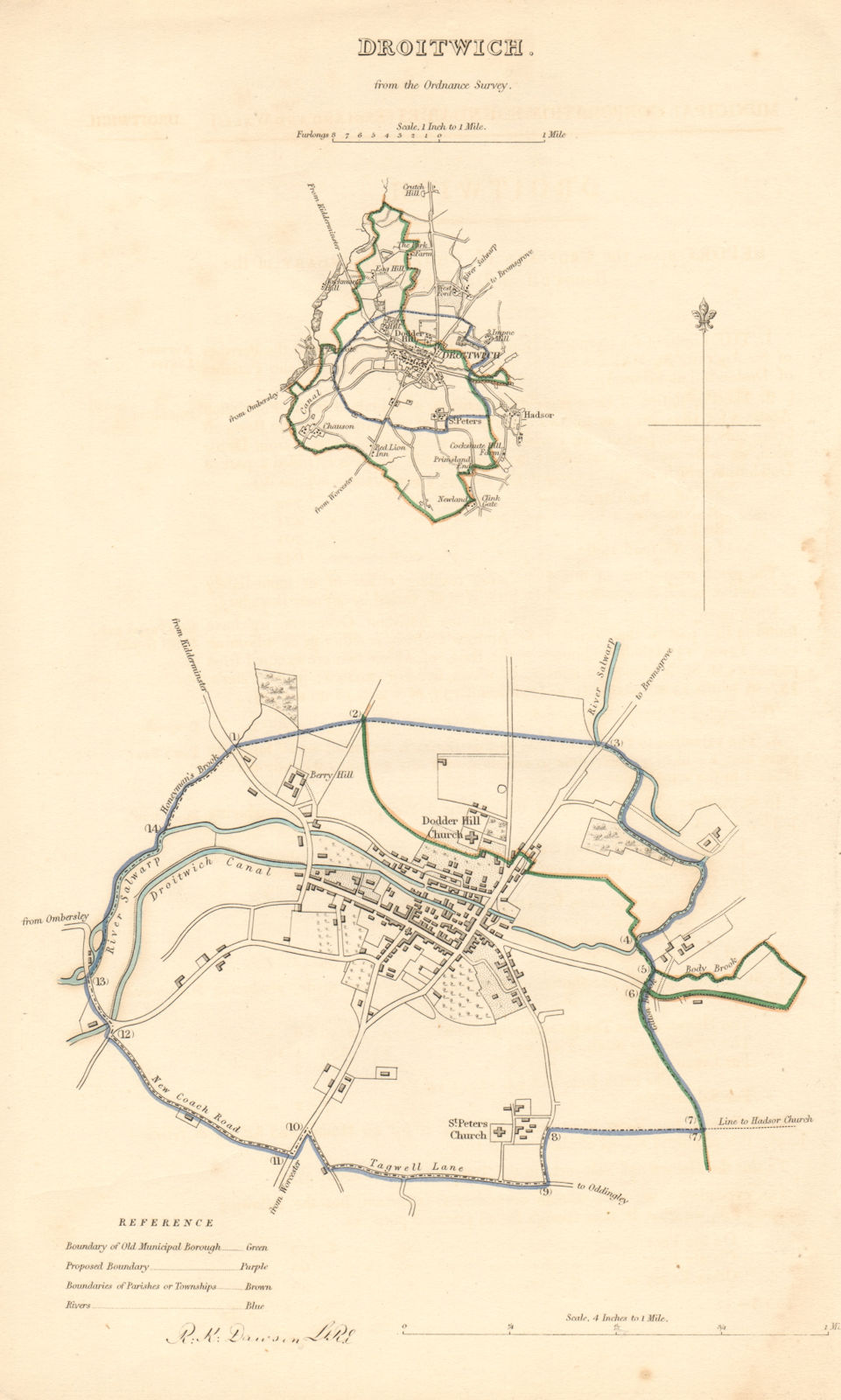 Associate Product DROITWICH borough/town plan. BOUNDARY REVIEW. Worcestershire. DAWSON 1837 map