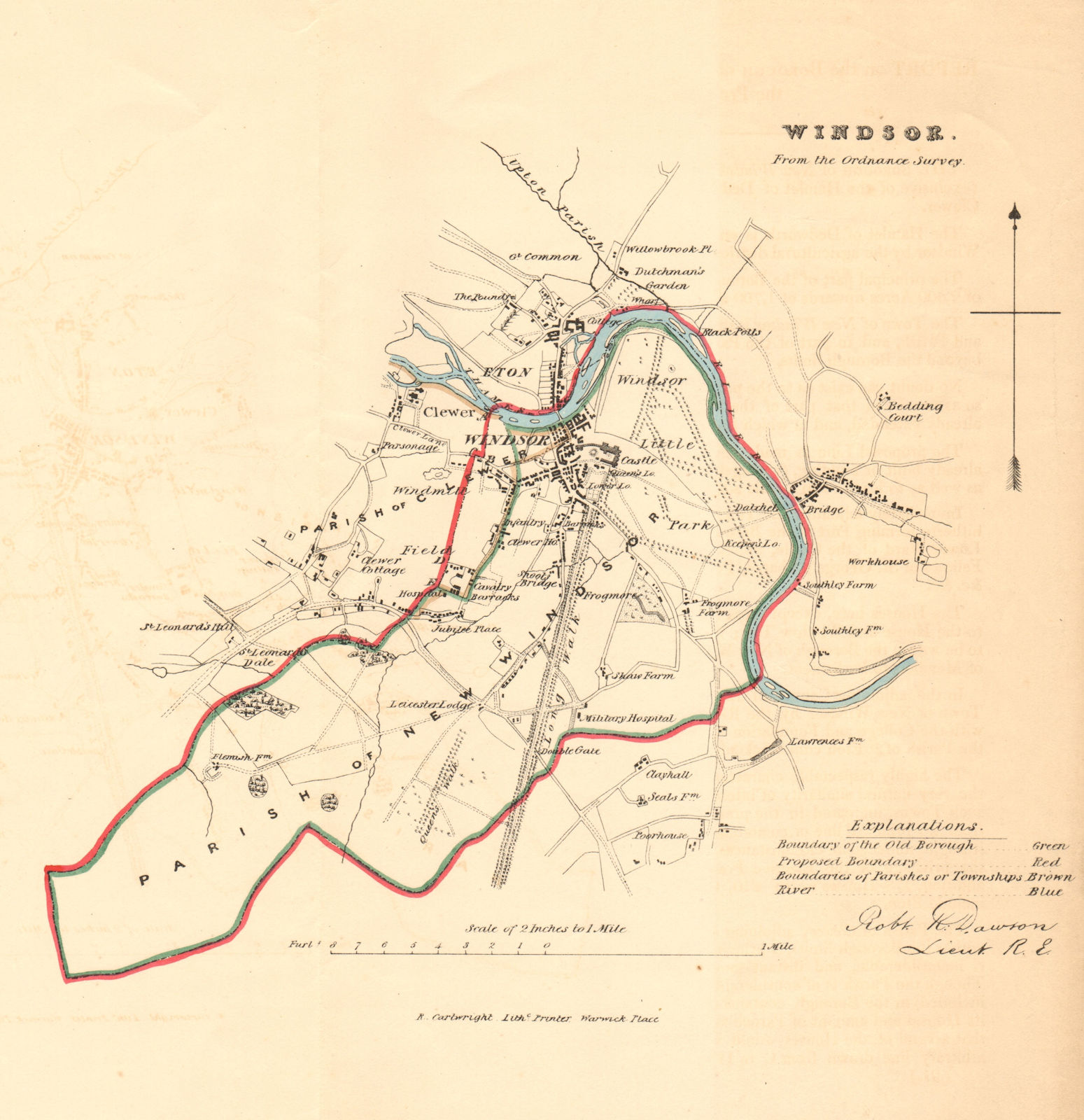 Associate Product WINDSOR borough/town plan. REFORM ACT. Eton Great Park Berks. DAWSON 1832 map