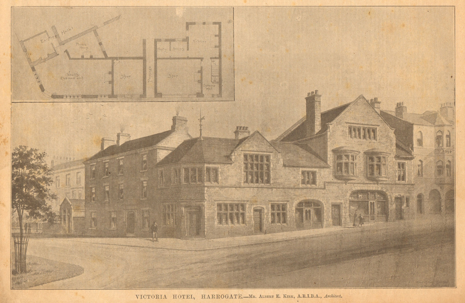Victoria Hotel, Harrogate, Mr Albert E. Kirk, ARIBA, Architect. Yorkshire 1898