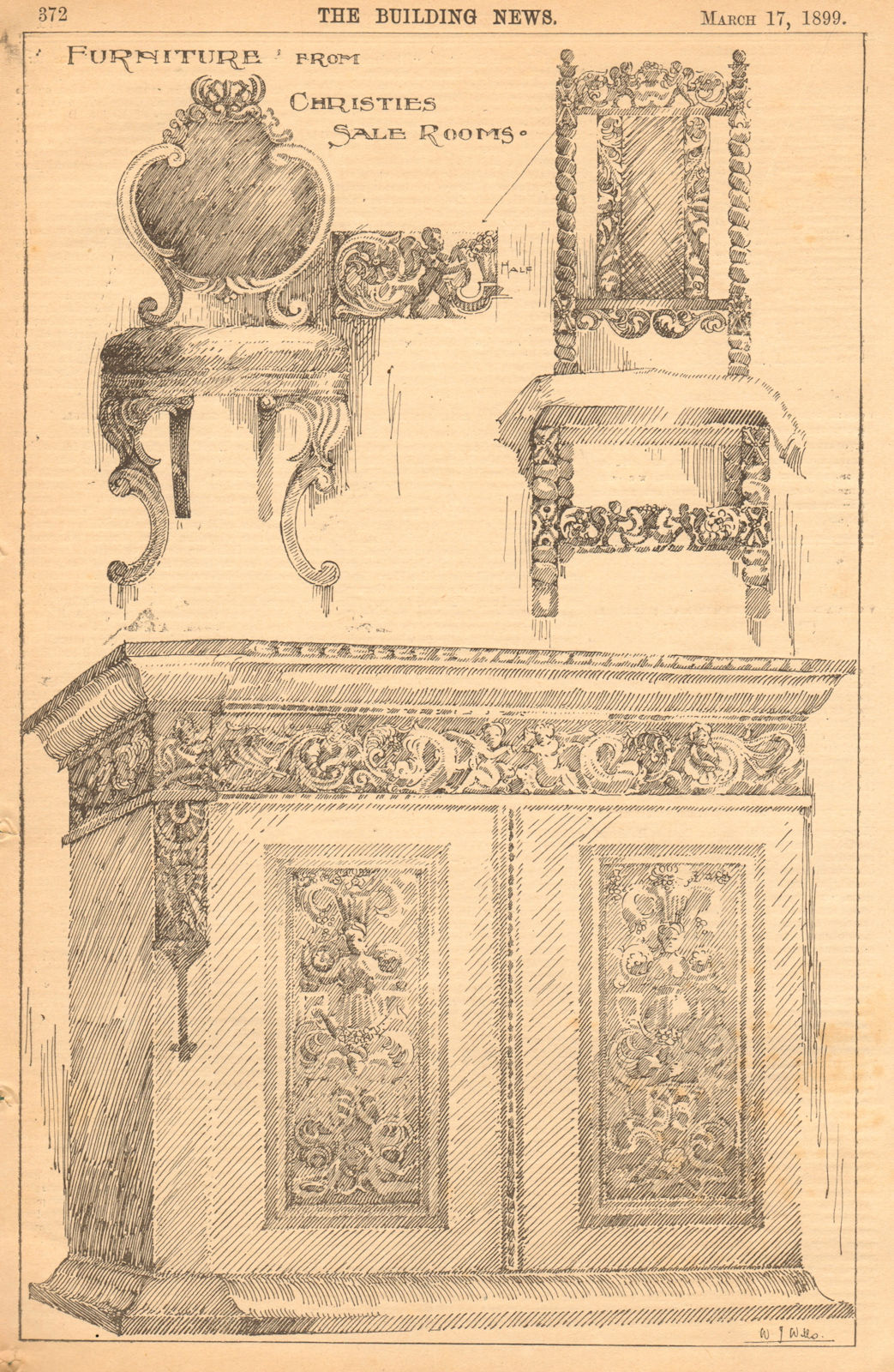 Associate Product Furniture from Christies Sale Rooms. Auctions 1899 old antique print picture