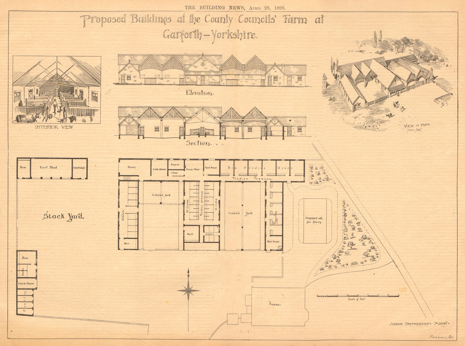 Associate Product County Council Farm, Garforth, Yorkshire. J. Shepherdson Archt. Yard plan 1899