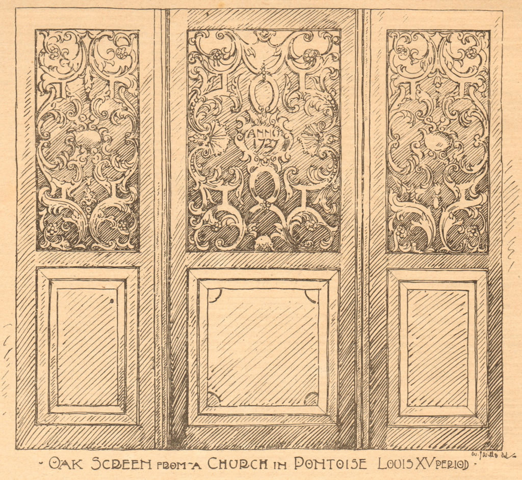 Associate Product Oak Screen from a Church in Pontoise, Louis XV period. Val-d'Oise 1899 print