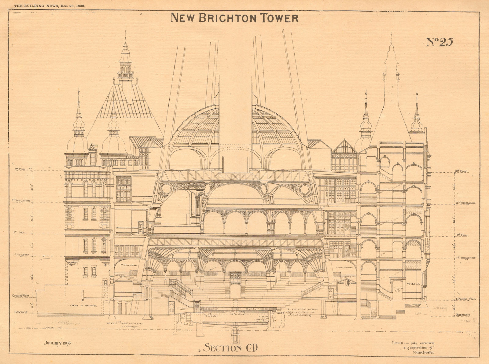 New Brighton Tower, Maxwell & Luke Architects, 41 Corporation St Manchester 1899