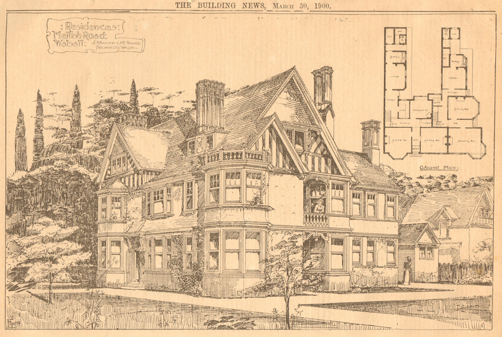 Associate Product Residences: Mellish Road, Walsall, J.H. Hickton & H.E. Farmer Architect 1900
