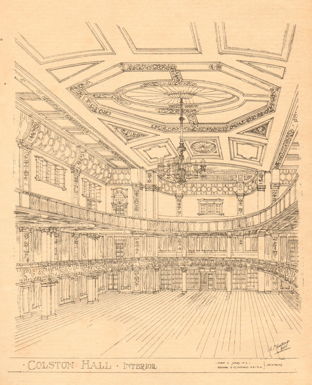 Colston Hall interior, Bristol. Fred M Jones. Erskine Cummings, Architects 1900