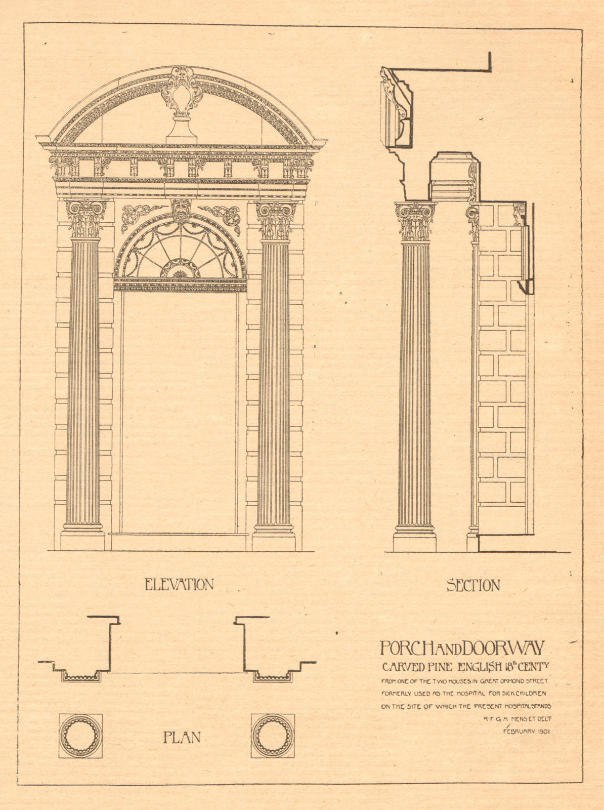Associate Product Porch & doorway from the original Great Ormond Street children's hospital 1901