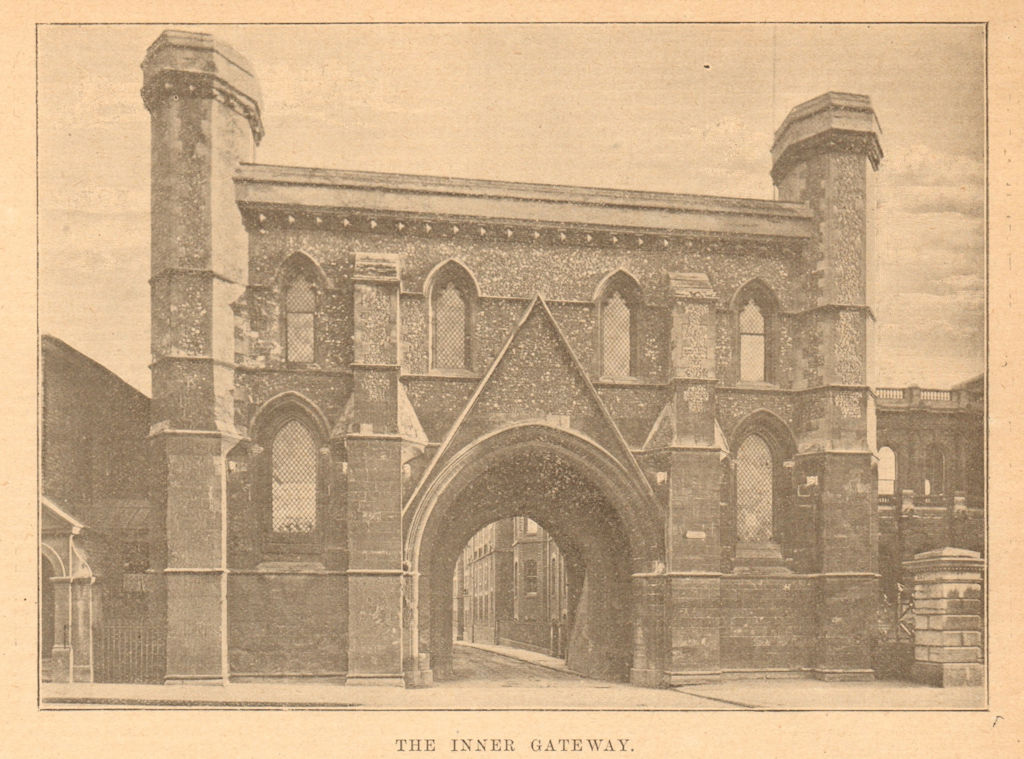 Associate Product Reading abbey. The Inner Gateway. Berkshire 1901 old antique print picture