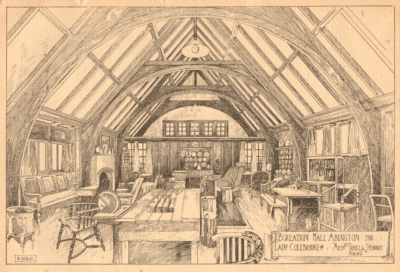 Associate Product Recreation hall, Abington for Lady Colebrooke. Traill & Stewart. Northants 1902