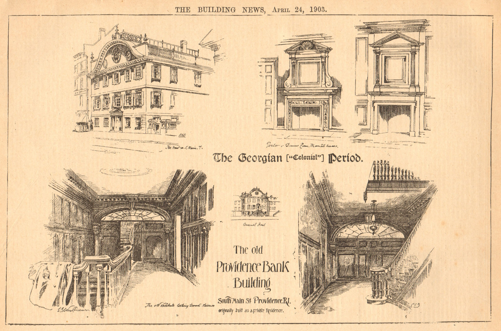 Associate Product Providence bank building South Main Street, Rhode Island. Georgian Colonial 1903
