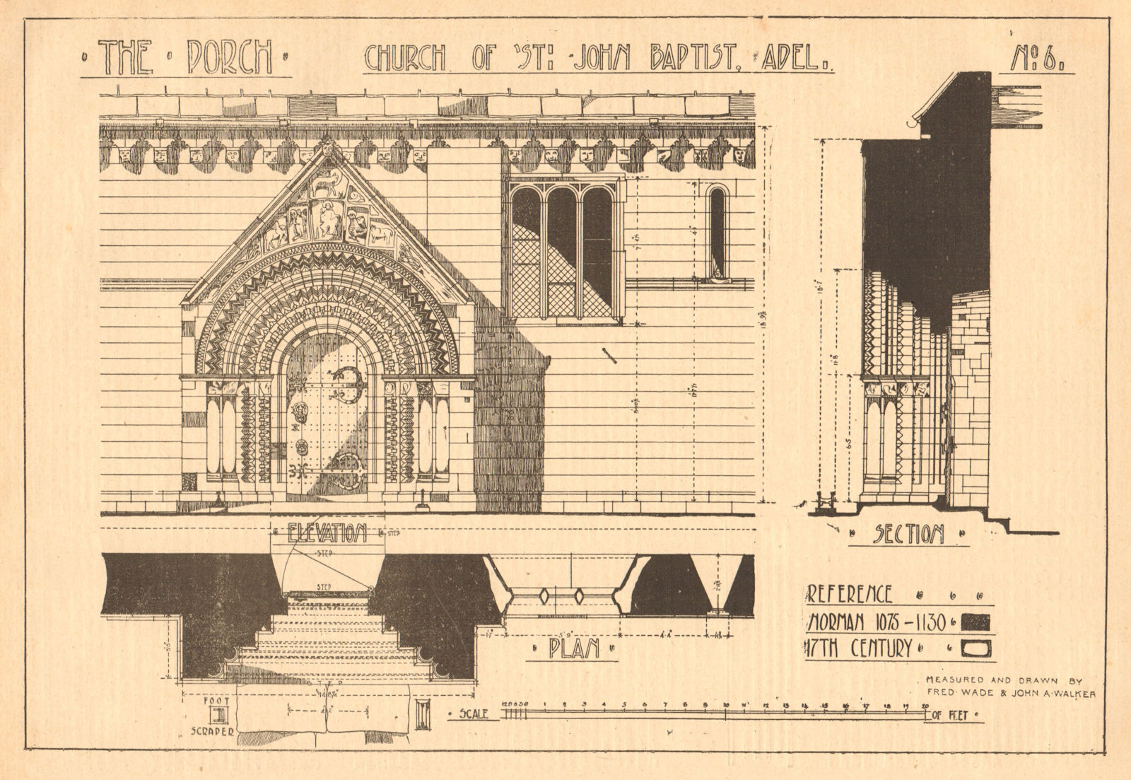 Associate Product Porch, church of St John Baptist, Adel, Leeds. Fred Wade & John Walker 1903