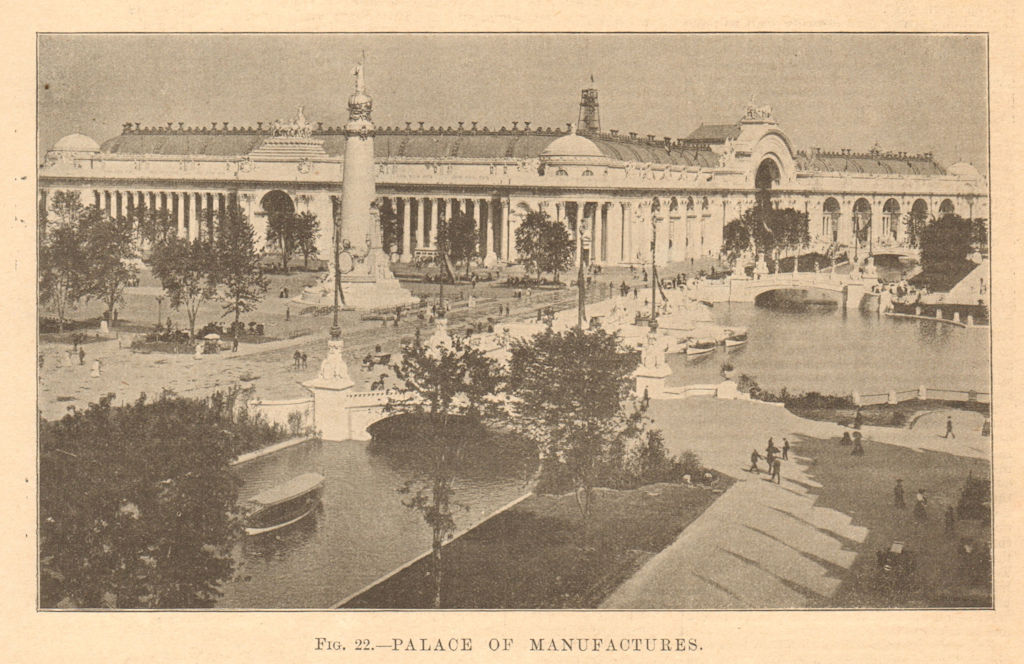 St Louis Exhibition 1904. Fig 22 - Palace of Manufactures. 1904 old print