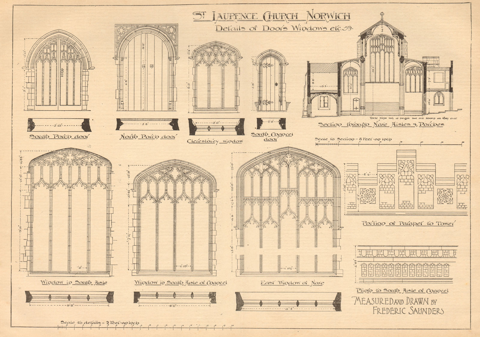 Associate Product St Laurence Church, Norwich by Frederic Saunders. Door nave aisle porch 1904