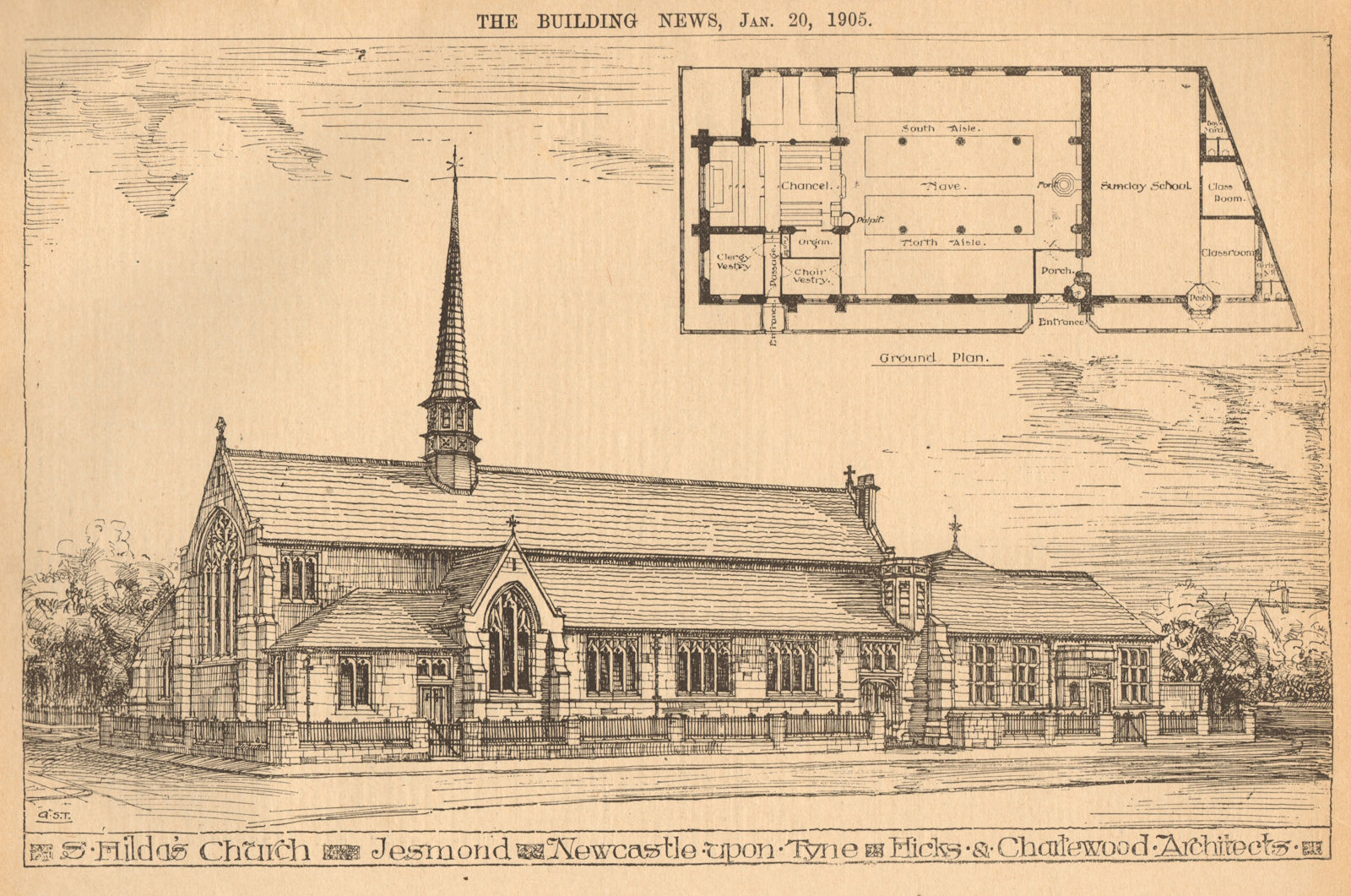 St Hilda's Church, Jesmond, Newcastle-upon-Tyne. Hicks Charlewood Architect 1905