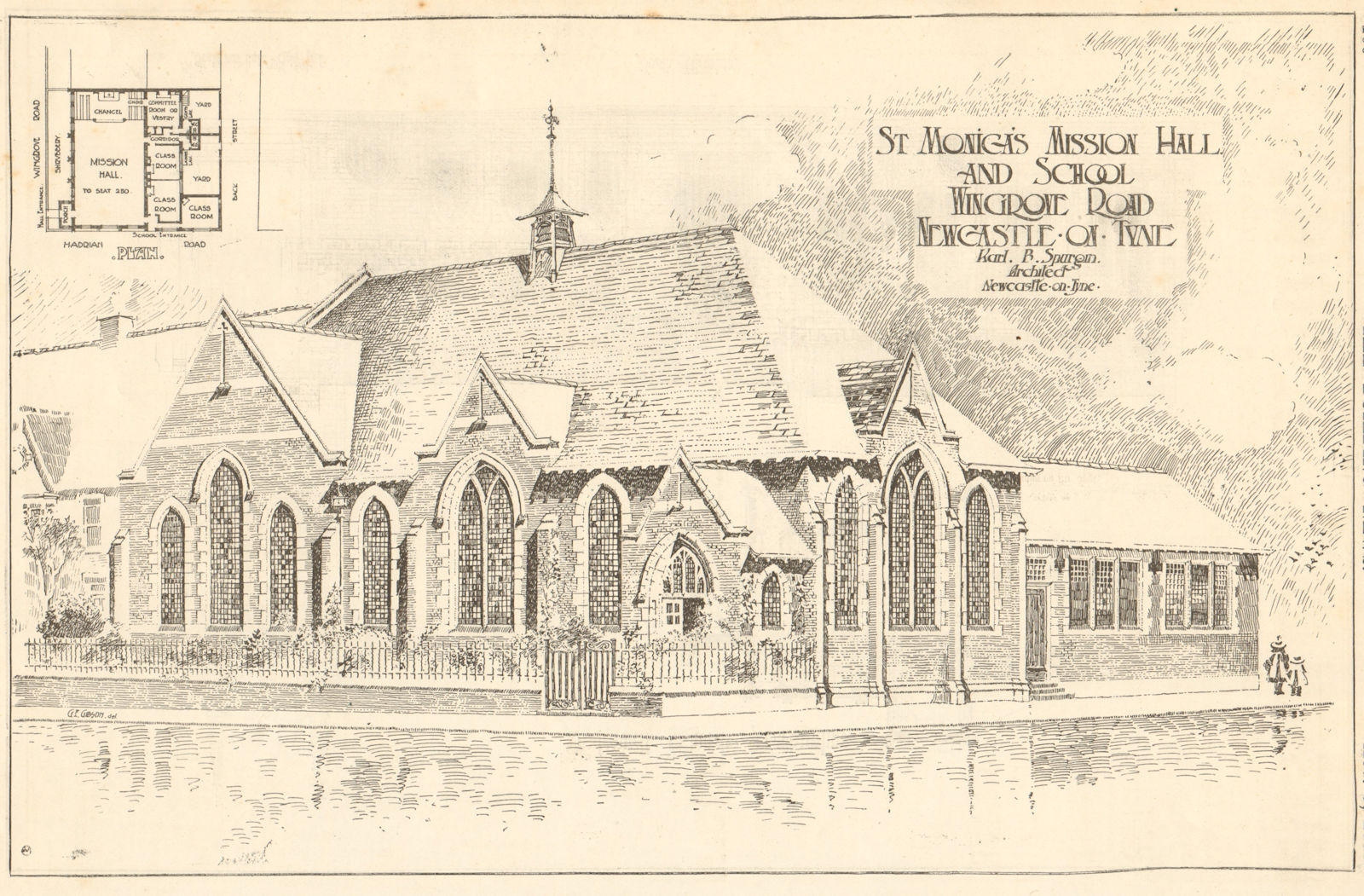 St Monica's Mission Hall & School, Wingrove Road, Newcastle-upon-Tyne 1906