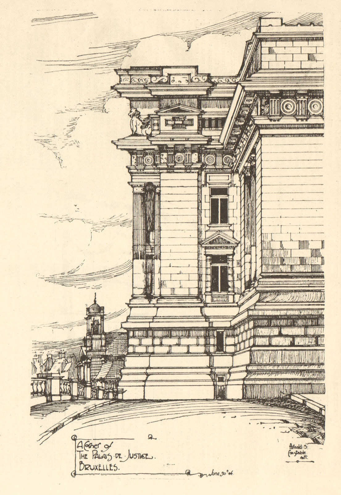 A corner of the Palais de Justice, Bruxelles. Arnold A. Constable. Belgium 1907
