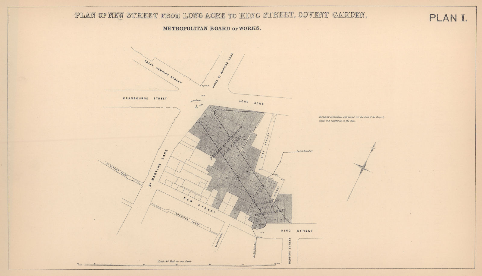 1861 Garrick Street development plan. Covent Garden St. Martin's Lane 1898 map