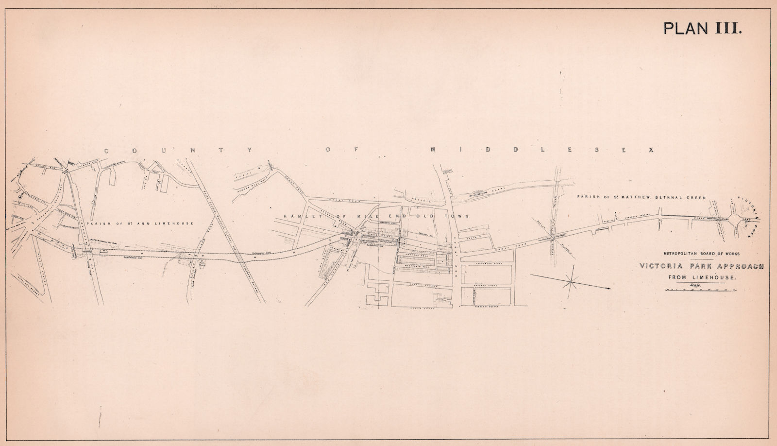 1862 Victoria Park approach from Limehouse. Burdett Road development 1898 map