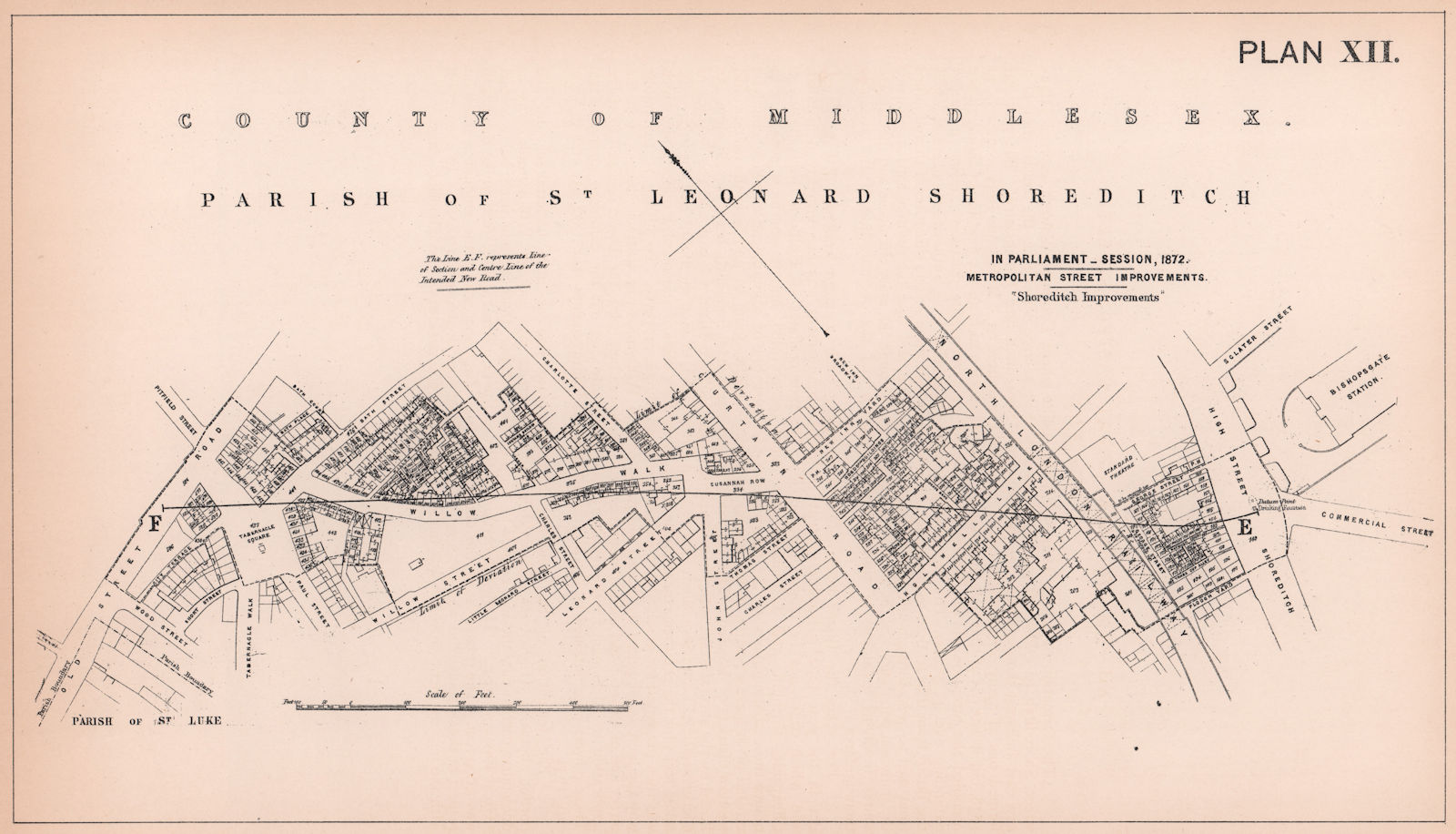 1872 Great Eastern Street development. Shoreditch High Street - Old St 1898 map