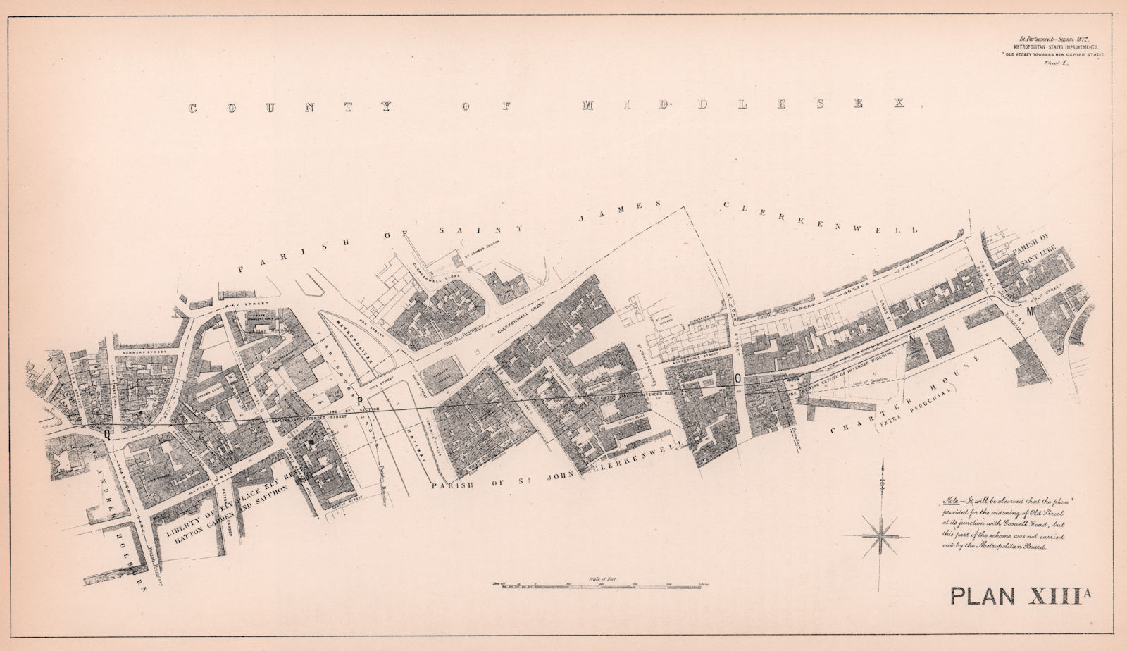 1872 Clerkenwell Road development. Leather Lane - Old Street 1898 map