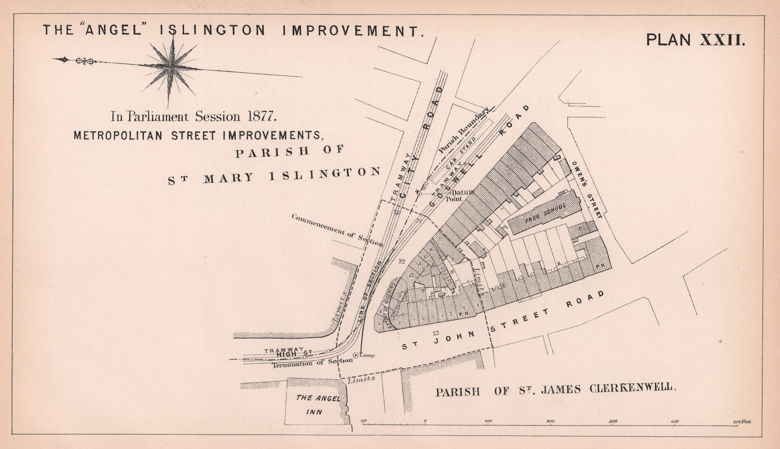 Associate Product 1877 Angel Islington. St John Street Goswell Road City Road widening 1898 map