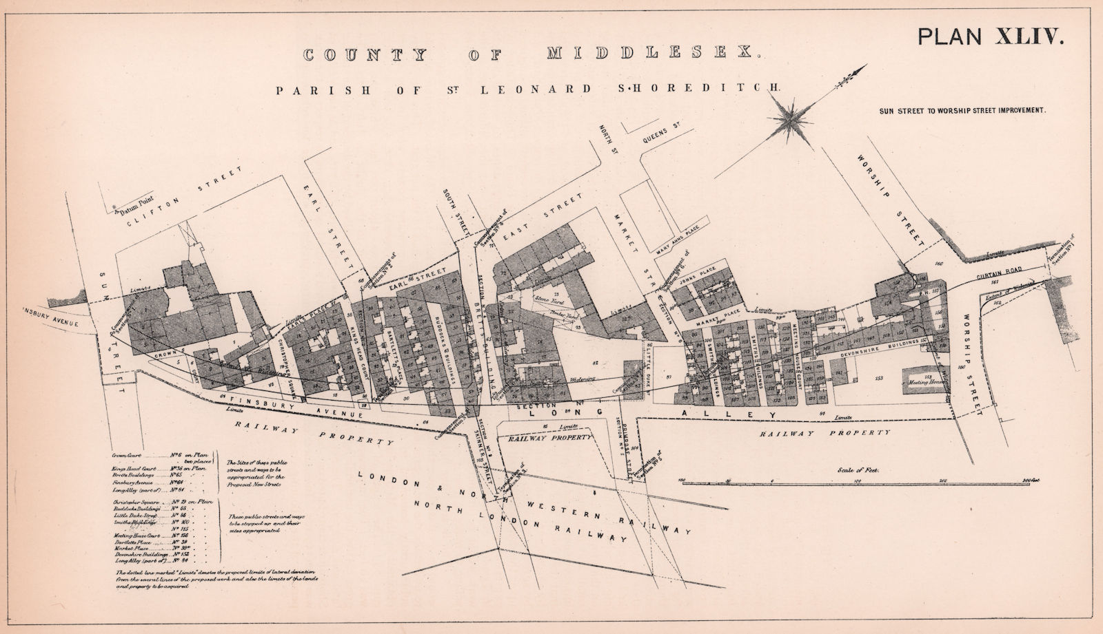 1879 Appold Street development plan. Sun St-Worship St. City of London 1898 map