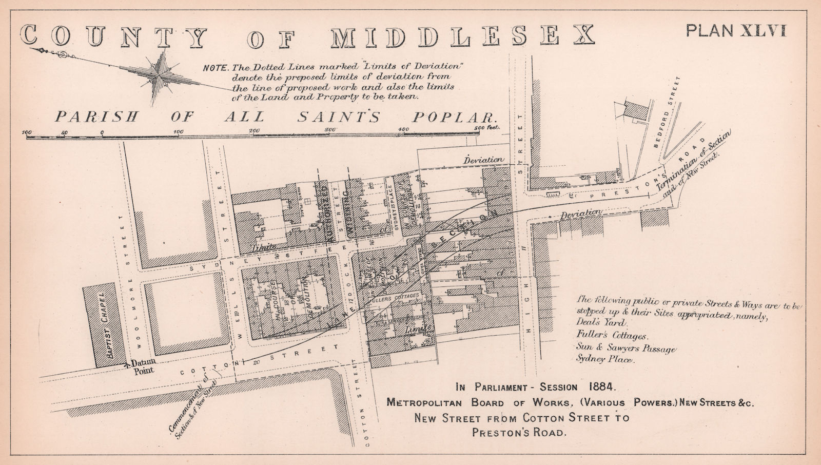 1884 Cotton Street extension to Poplar High Street & Aspen Way 1898 old map