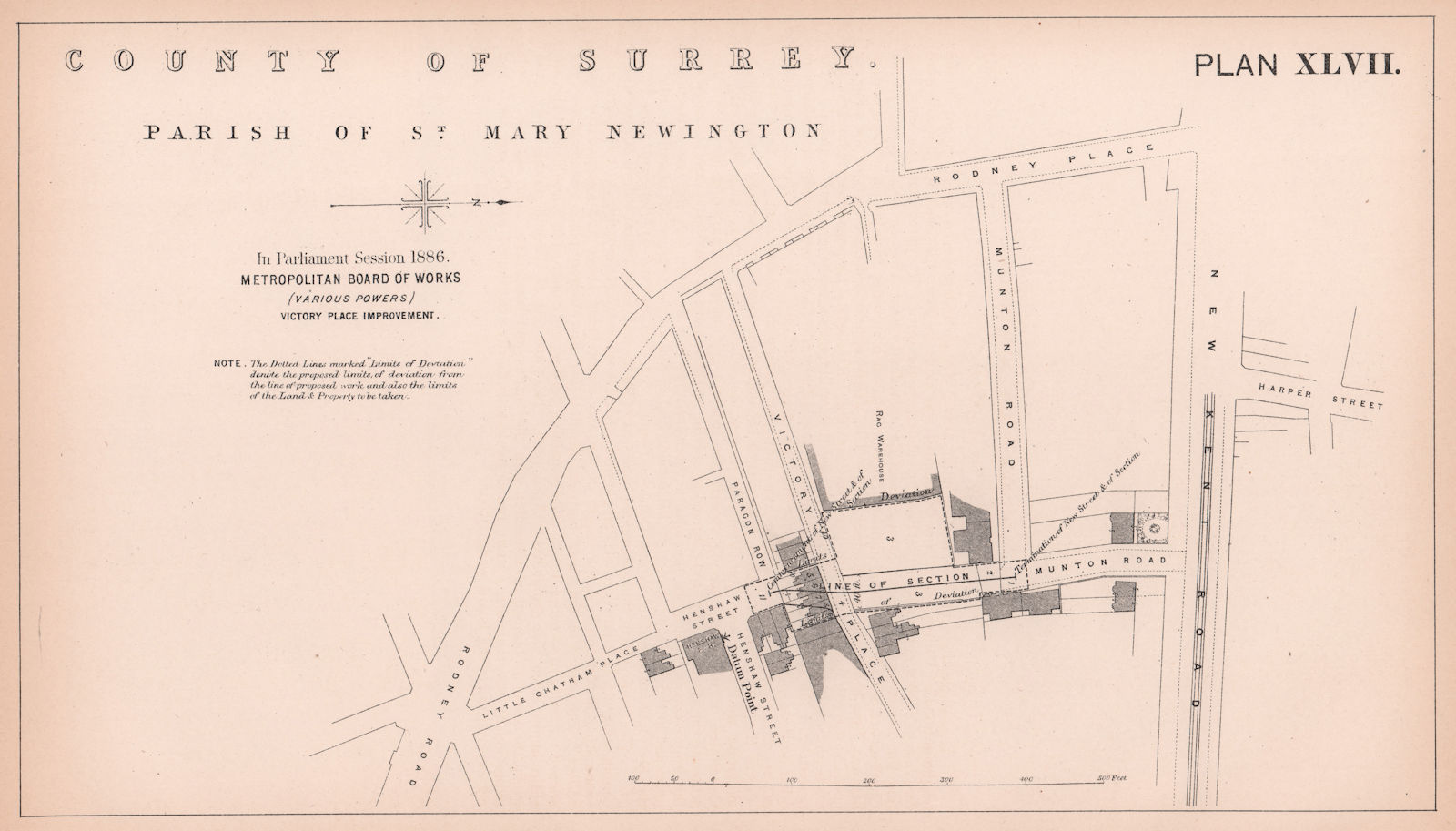 Associate Product 1886 Balfour Street extension. Victory Place, Elephant & Castle 1898 old map