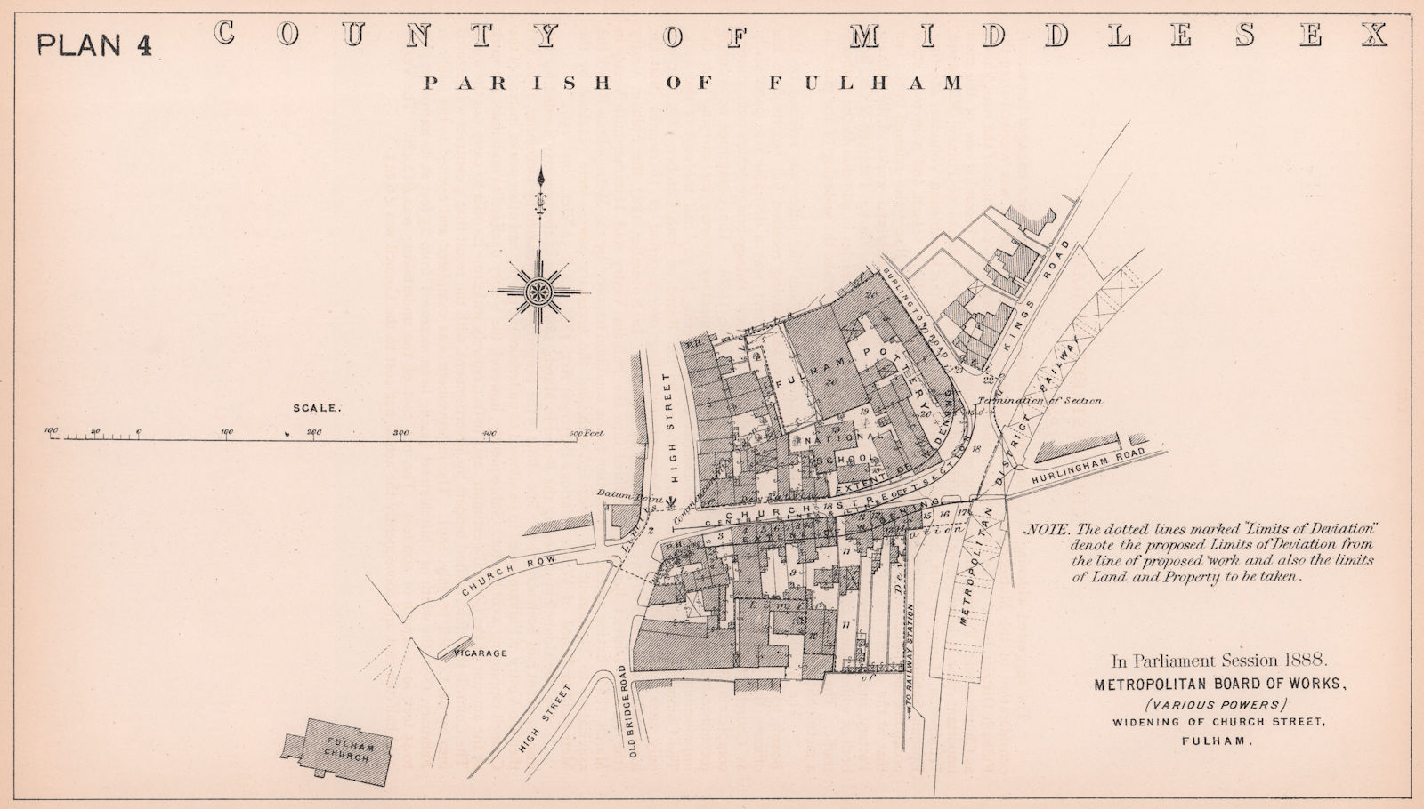 Associate Product 1888 New King's Road widening at Fulham High Street. Church Street 1898 map