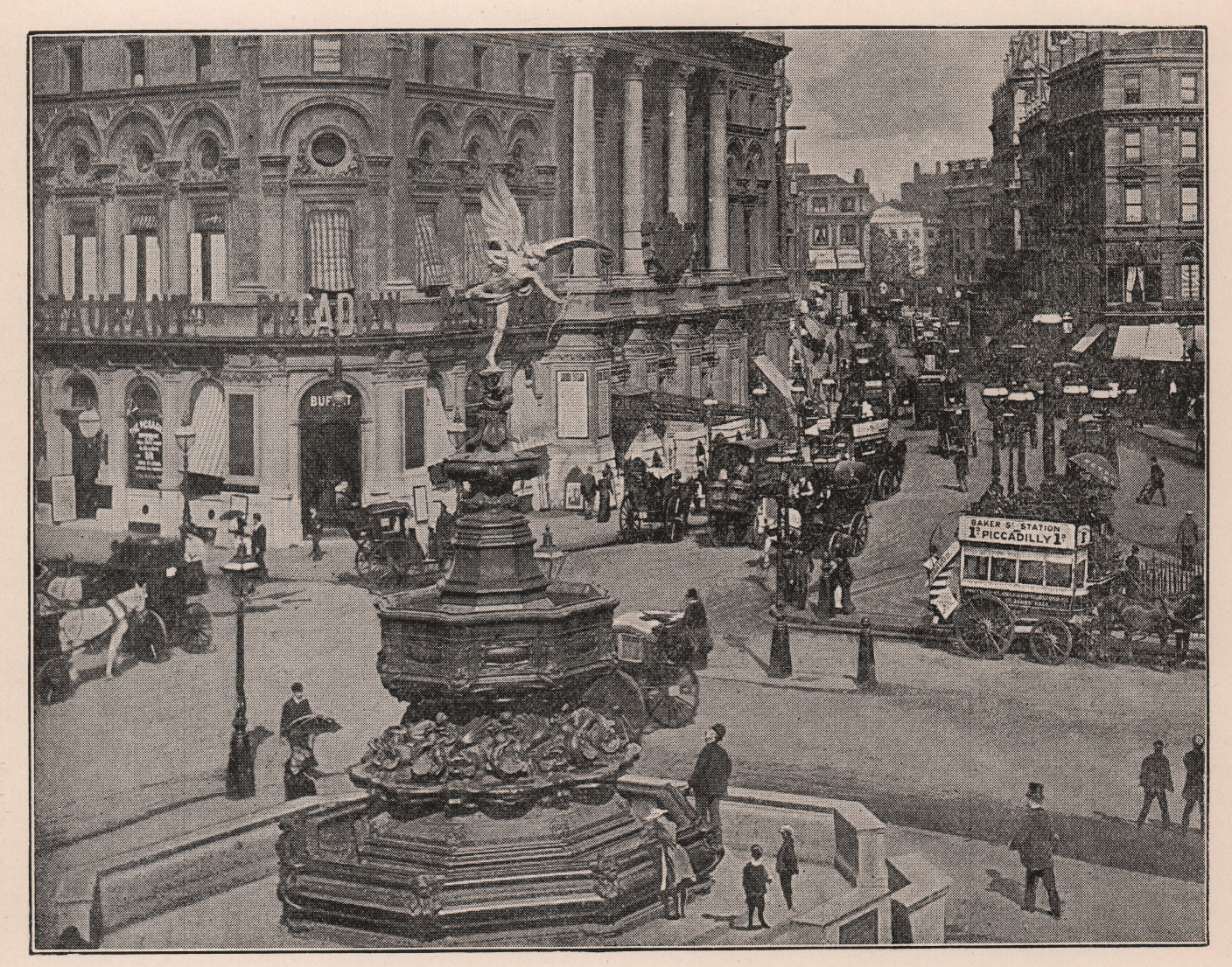 1892-3. Shaftesbury Memorial fountain. Piccadilly Circus. Eros 1898 old map