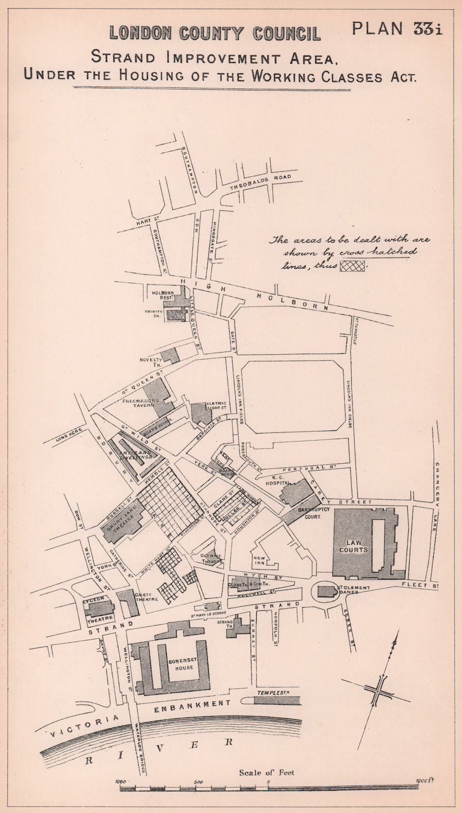 Associate Product 1897 Strand Improvement Area, prior to Aldwych & Kingsway redevelopment 1898 map