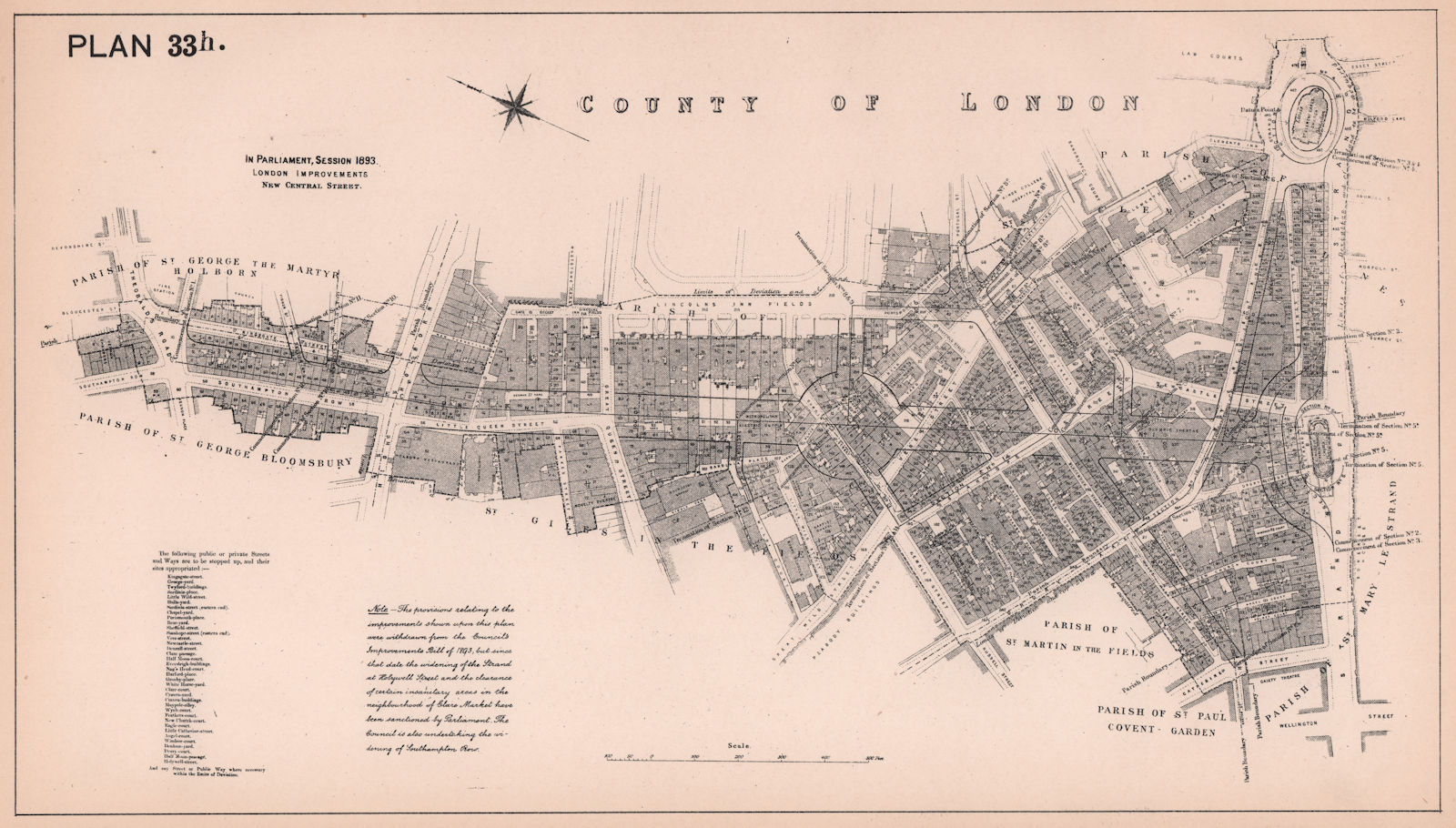 1893 Aldwych & Kingsway development proposal. Theobalds Road - Strand 1898 map