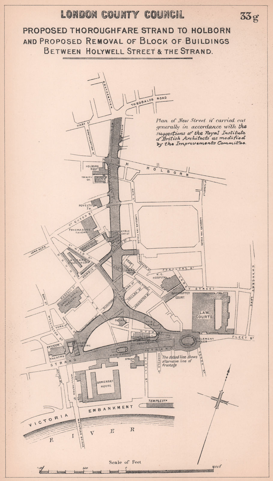 Associate Product 1897 Aldwych & Kingsway development proposal. Strand to Holborn 1898 old map