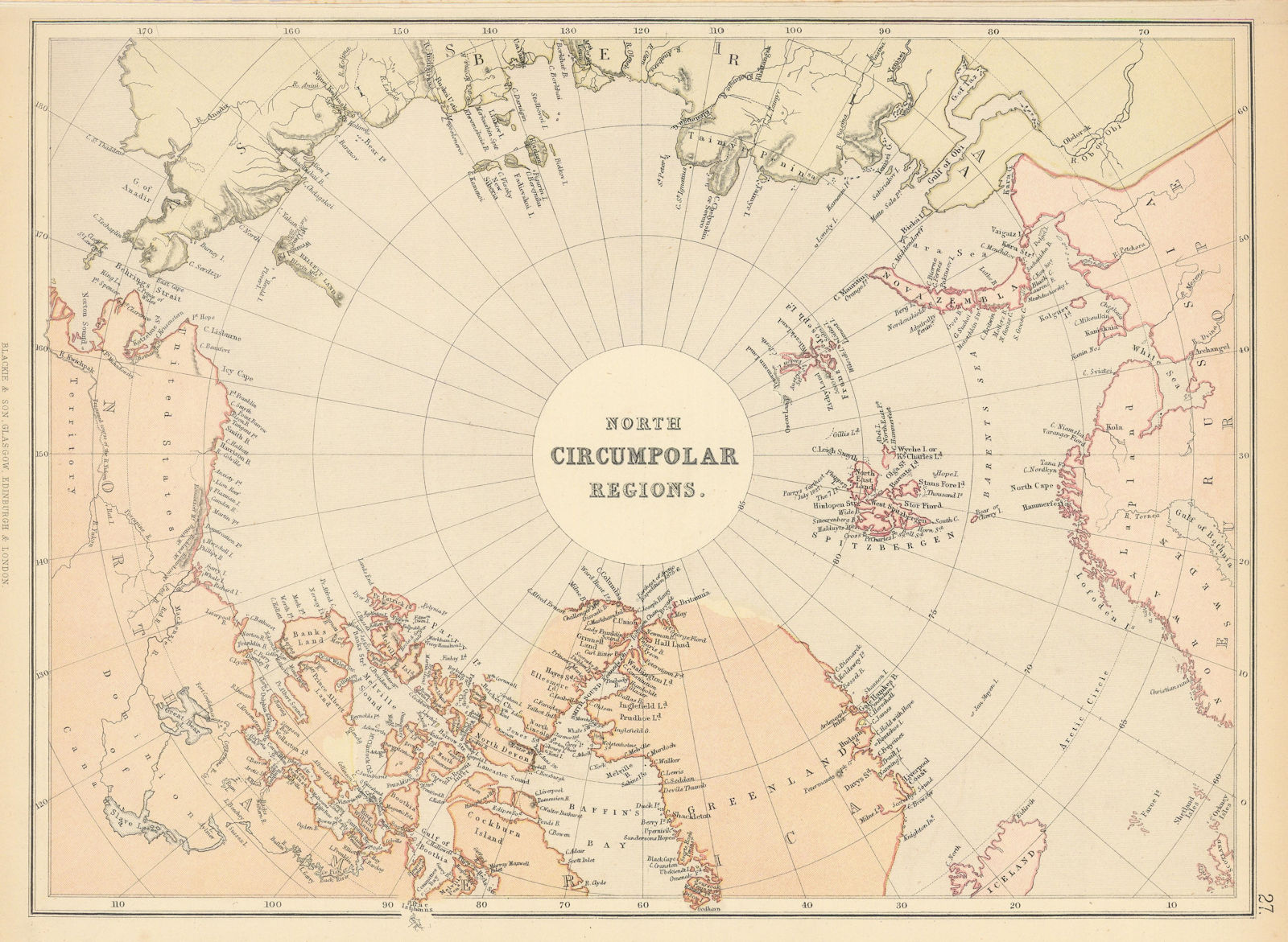 Associate Product ARCTIC. "North Circumpolar Regions". Incomplete coastlines. Exploration 1886 map