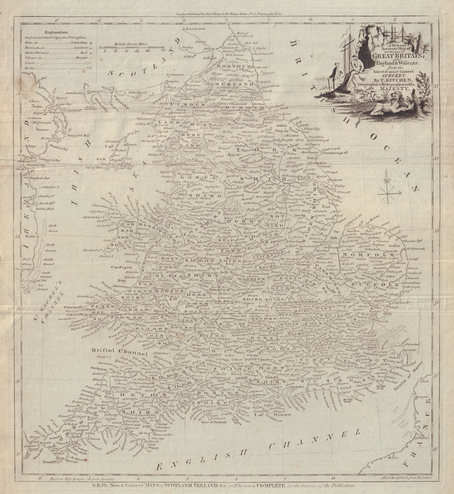 Associate Product Map of that District of Great Britain called England & Wales. KITCHIN c1795
