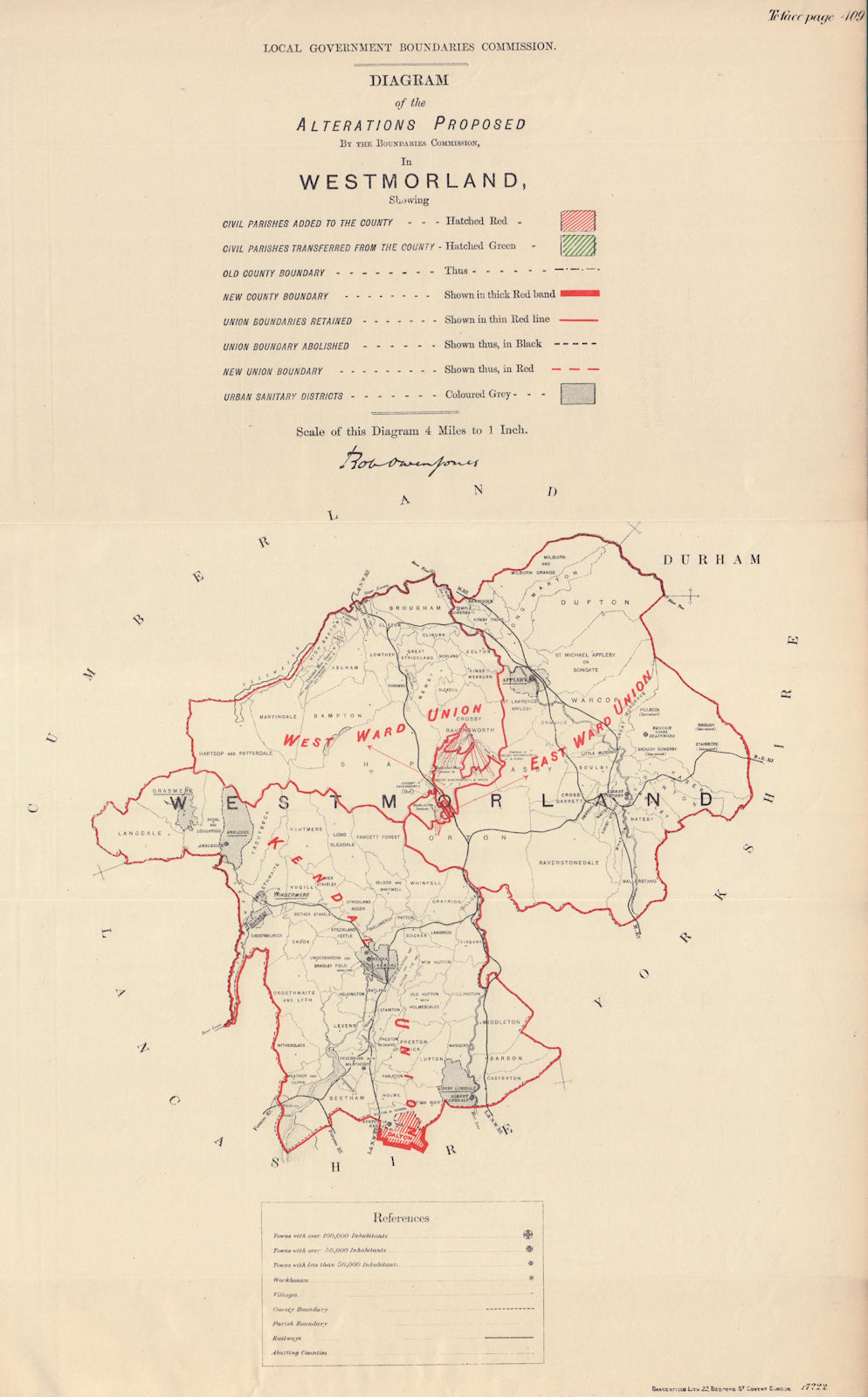 Alterations Proposed in Westmorland. JONES. BOUNDARY COMMISSION 1888 old map