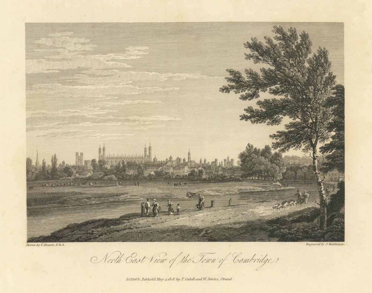 North east view of the town of Cambridge. HEARNE 1810 old antique print