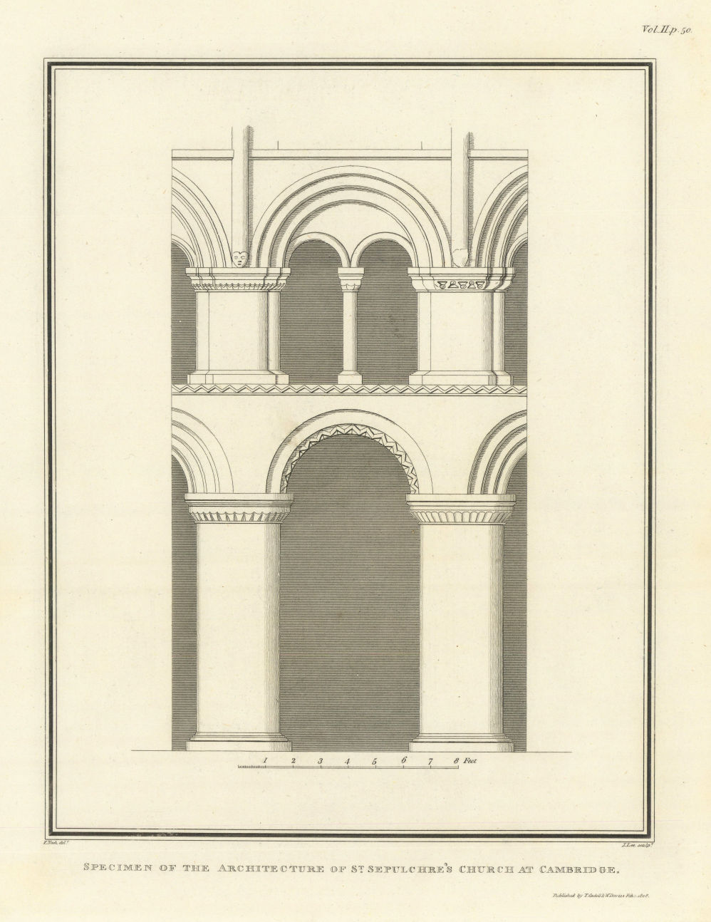 Specimen of the architecture of St. Sepulchre's Church at Cambridge. NASH 1810