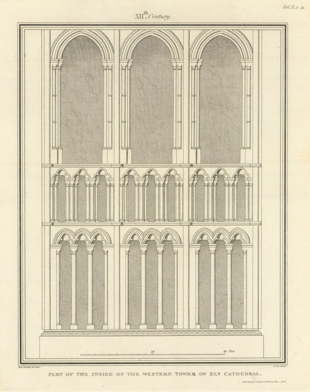 Part of the inside of the Western Tower of Ely Cathedral. SMIRKE 1810 print
