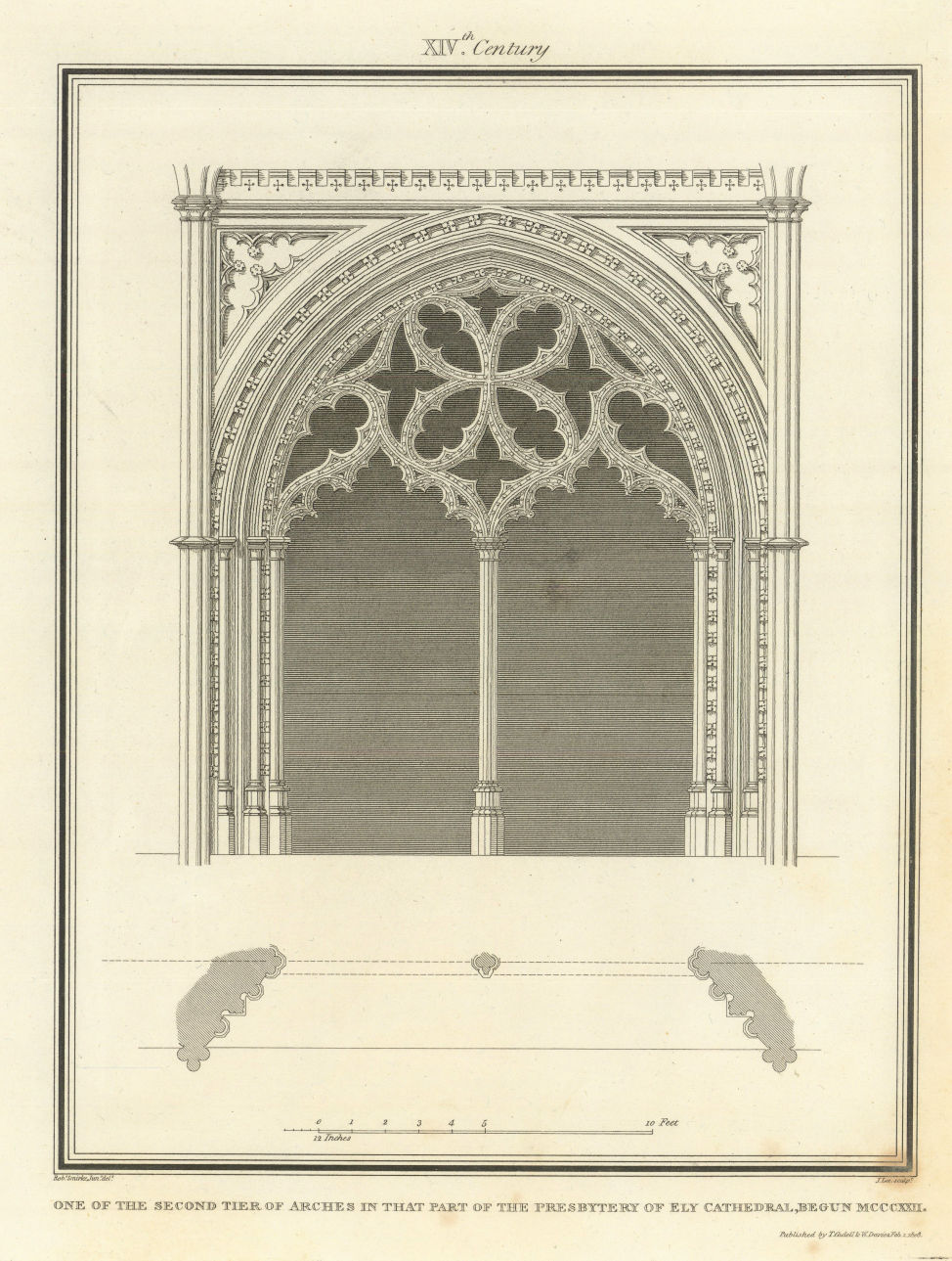 One of the second tier of arches in the Presbytery of Ely Cathedral. SMIRKE 1810