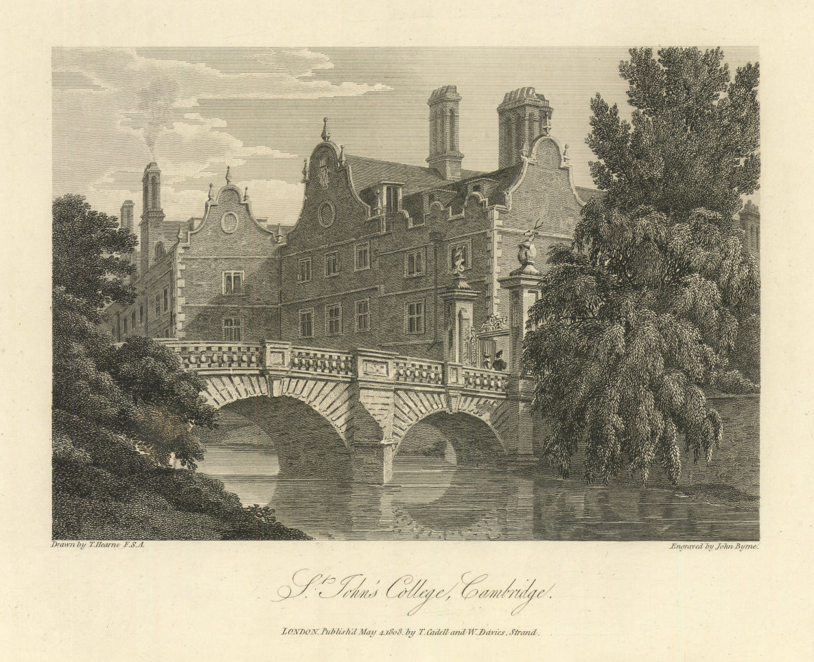 St John's College, Cambridge. HEARNE 1810 old antique vintage print picture