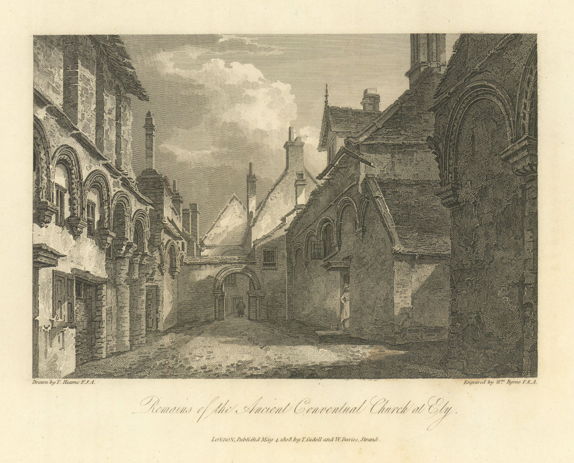 Remains of the ancient Conventual Church at Ely. HEARNE 1810 old antique print